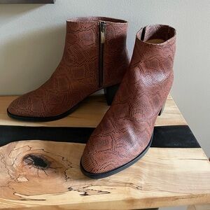 Poppy Barley snake print Brown Heeled Boots